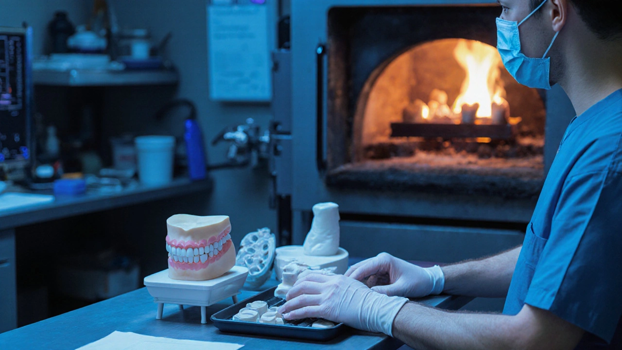 Moderní zubní laboratoř s kombinací digitálního tisku a tradičních metod práce.