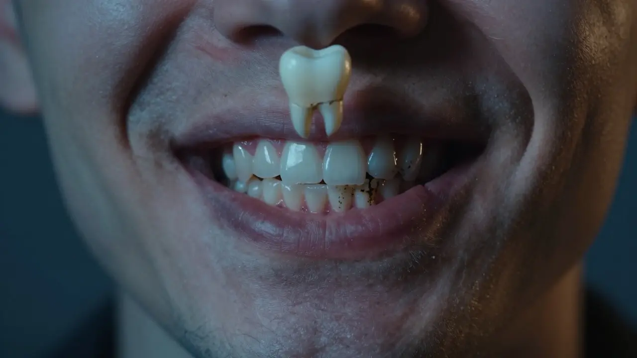 Zdravý a poškozený ústní dutina: srovnání zdravých a poškozených dásní a kostí.