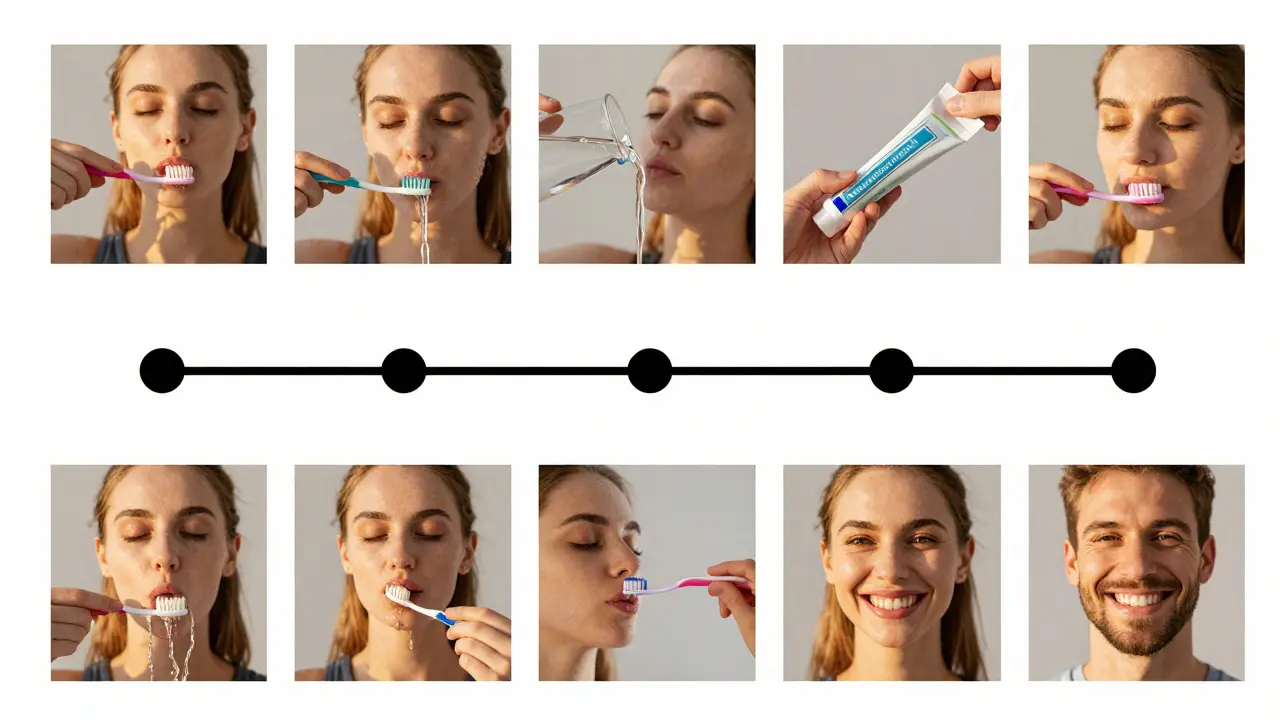 Sedmidenní plán na zmírnění citlivosti zubů: od kartáčku po návštěvu stomatologa.