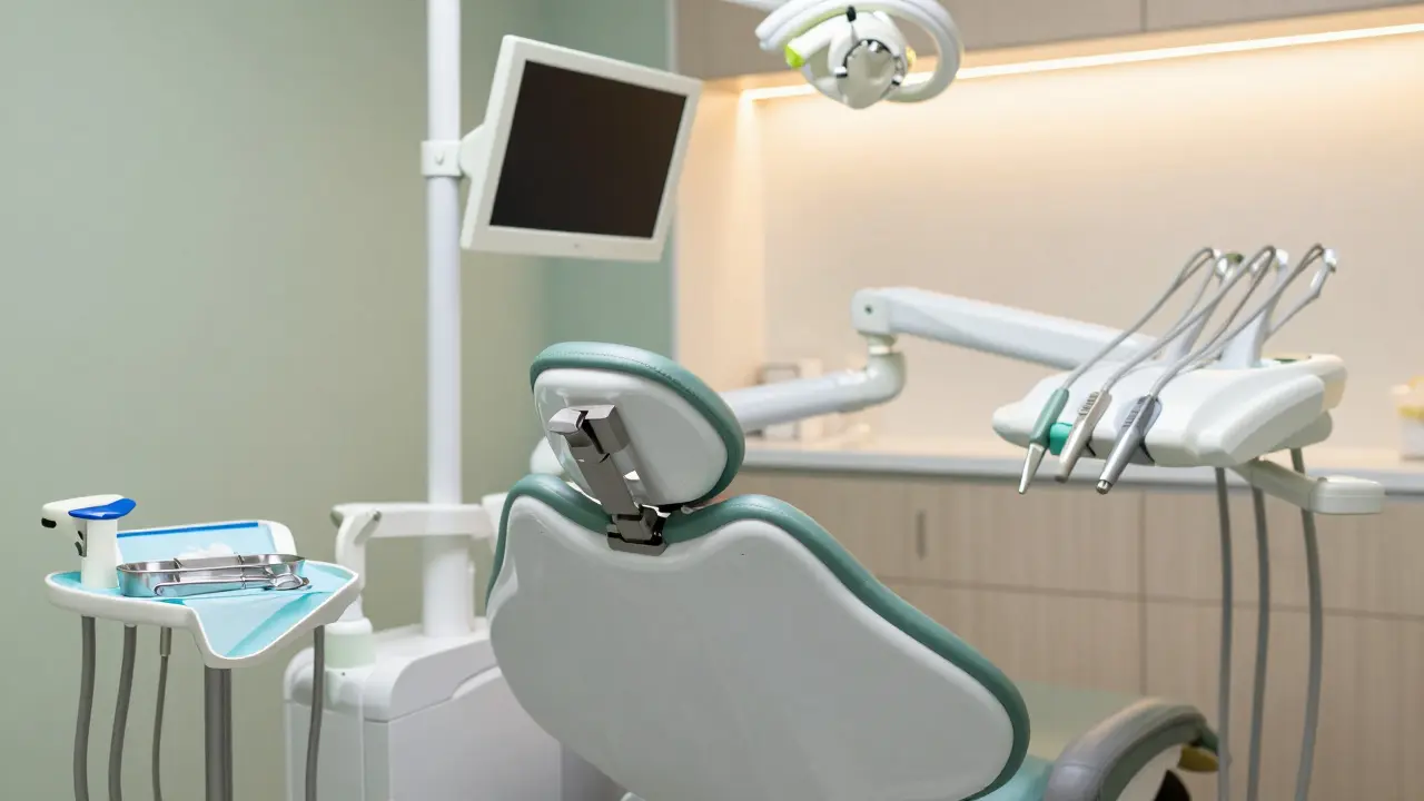 Klidná a moderní zubní ordinace s vybavením pro komfortní zákrok.