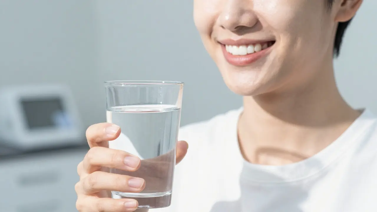 Úsměv člověka s přirozeně čistými a zdravými zuby po profesionální hygieně.