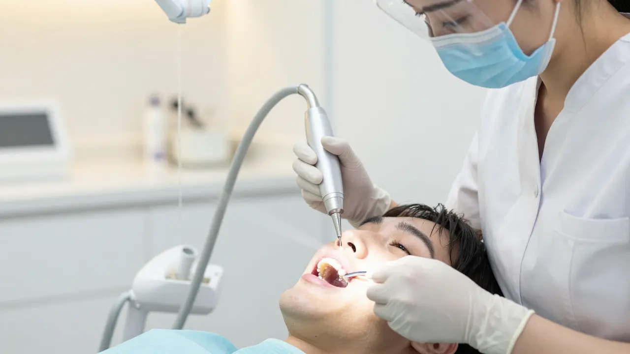 Profesionální čištění zubů ultrazvukem u hygienisty