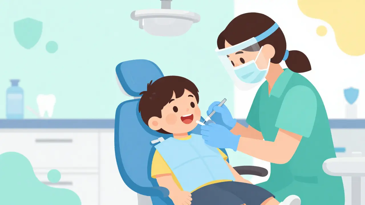 Šťastné dítě u zubaře s důrazem na prevenci