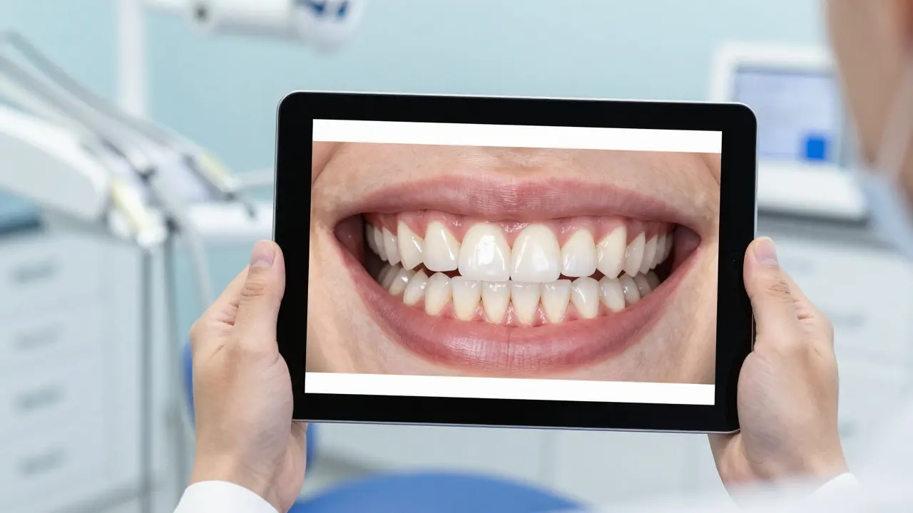 Digitální simulace úsměvu na tabletu v ordinaci