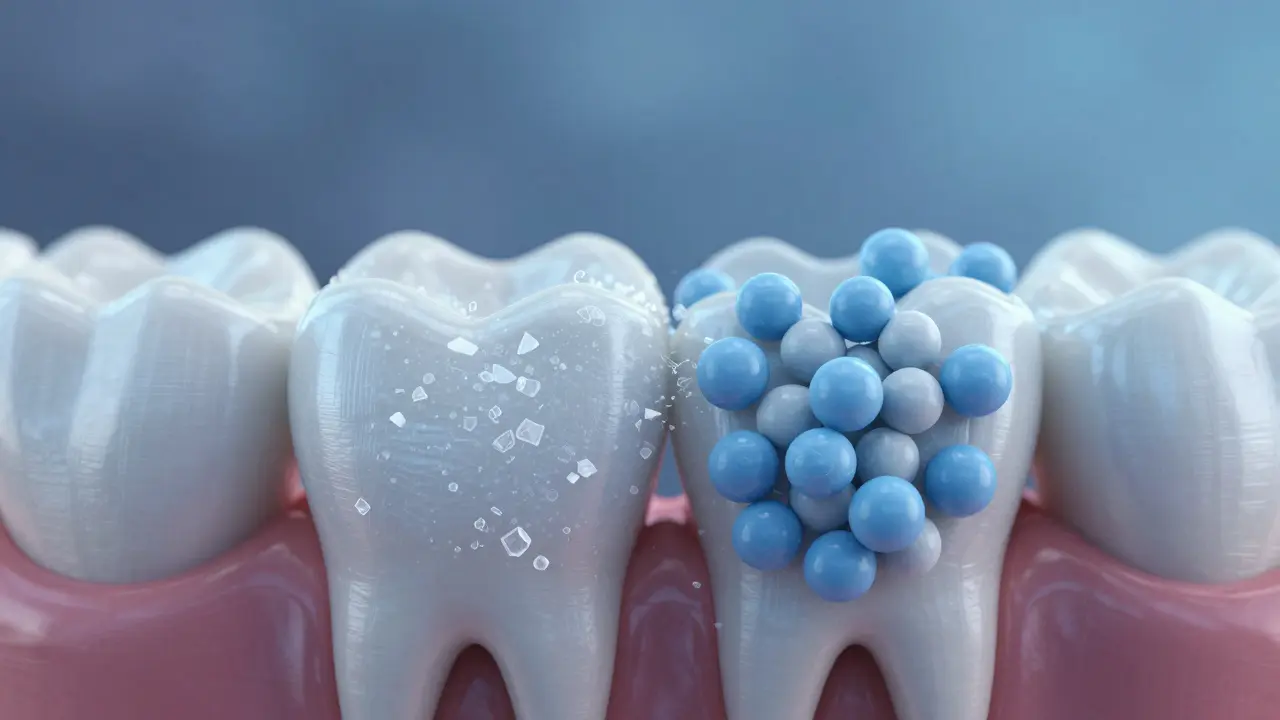 Konceptuální vizualizace remineralizace zubní skloviny fluoridem
